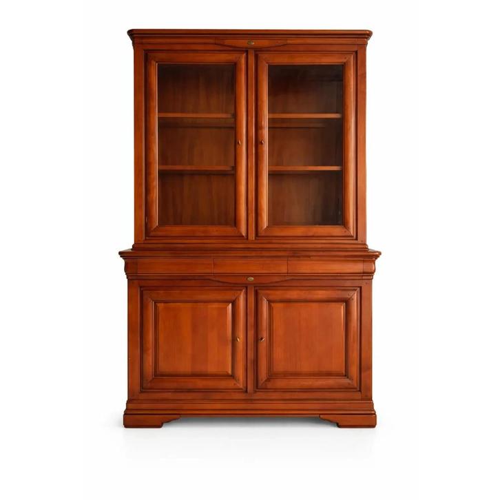 Massief houten buffetkast/vitrinekast |Zeer nette staat, Huis en Inrichting, Kasten | Buffetkasten, Zo goed als nieuw, 200 cm of meer