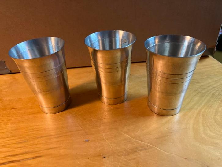 Vintage Tinnen Bekers - Set van 3, Antiek en Kunst, Antiek | Tin, Ophalen of Verzenden