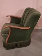 Vintage fauteuil groen, Minder dan 75 cm, Gebruikt, Ophalen of Verzenden, 50 tot 75 cm