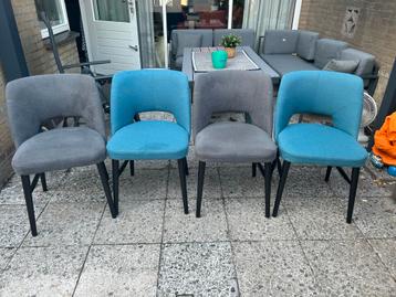Set van 4 Stoelen - Blauw & Grijs beschikbaar voor biedingen