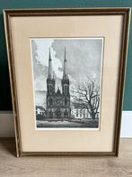 Ets Heuvelse Kerk Tilburg - JanVan Rijswijk, Antiek en Kunst, Kunst | Etsen en Gravures, Ophalen of Verzenden