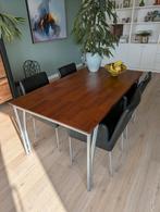 Kersenhouten eettafel + 4 stoelen (Ophalen in Alkmaar), Huis en Inrichting, Ophalen, Zo goed als nieuw, Rechthoekig, Kersenhout