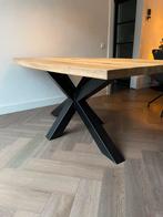 Xooon ovale eettafel 190 x 100cm stalen matrixpoot eikenblad, Ophalen, Gebruikt, Eikenhout, 50 tot 100 cm