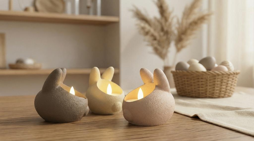 Paashaas Theelichthouder, Minimalistische Japandi, LED, Verzenden, Nieuw