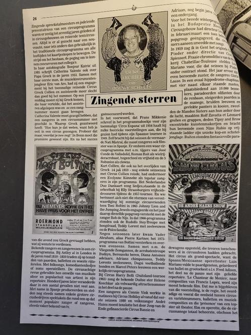 Circus/ art. over zangers die in circussen hebben opgetreden, Verzamelen, Overige Verzamelen, Zo goed als nieuw, Ophalen of Verzenden