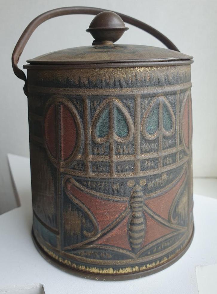 Art nouveau art deco jugendstil blik met vlinders, Verzamelen, Blikken, Zo goed als nieuw, Overige, Verzenden