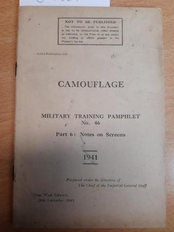 Militairy Training Pamphlet – CAMOUFLAGE (England 1941) beschikbaar voor biedingen