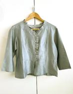 Zijde zilverkleurige Parijse vintage bloes, couture, M/L, Maat 38/40 (M), Ophalen of Verzenden, Zo goed als nieuw, Vintage