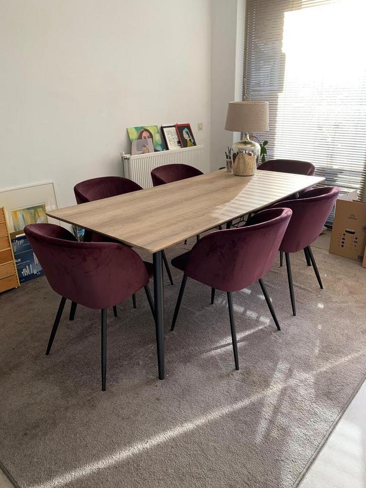 Eikenhouten fineer tafel, Huis en Inrichting, Tafels | Eettafels, Zo goed als nieuw, 50 tot 100 cm, 150 tot 200 cm, Rechthoekig