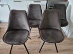 4 eetkamerstoelen velvet grijs, Huis en Inrichting, Stoelen, Ophalen, Zo goed als nieuw, Grijs, Vier