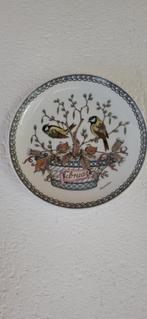 4 bordjes met Vogelmotief mezen spreeuw koekoek kievi, Ophalen of Verzenden