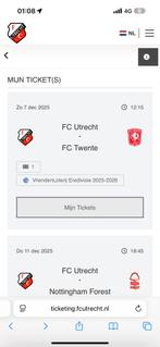 Ticket FC utrecht FC twente, Losse kaart, Eén persoon, December