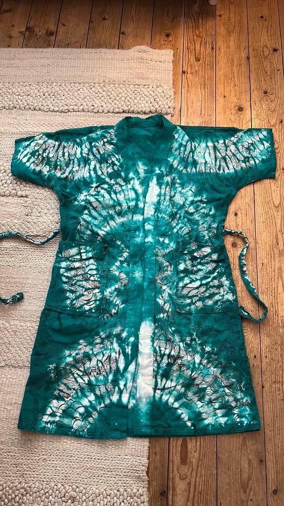 Vintage katoen tye dye kimono badjas xs  s, Kleding | Dames, Badmode en Zwemkleding, Zo goed als nieuw, Overige typen, Blauw, Ophalen of Verzenden