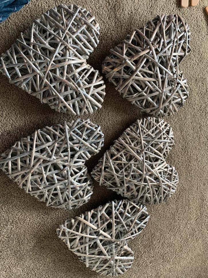 Decoratieve Houten Harten Set, Huis en Inrichting, Woonaccessoires | Wanddecoraties, Zo goed als nieuw, Ophalen