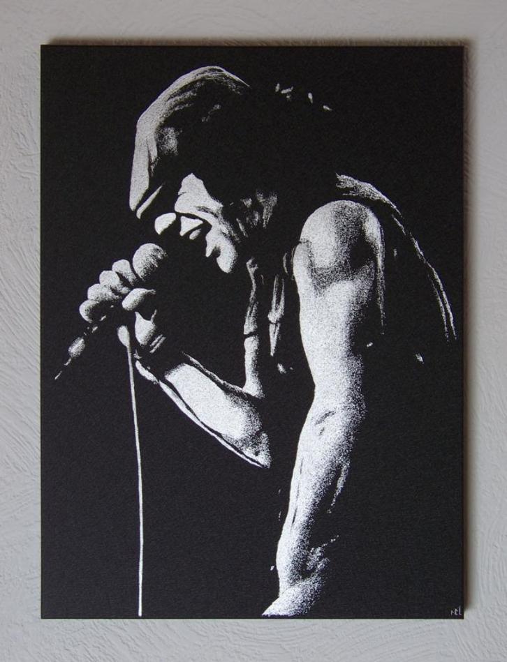 AC/DC Brian Johnson Gesneden Beeld... Gravure, Antiek en Kunst, Kunst | Schilderijen | Modern, Verzenden