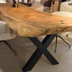 Boomstam eettafel 300cm, Ophalen, Teakhout, 200 cm of meer, 50 tot 100 cm