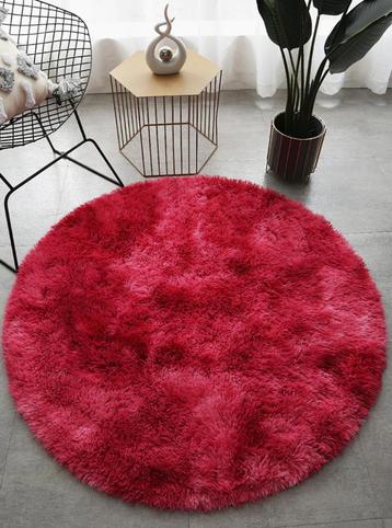 Rood Rond Hoogpolig Vloerkleed / Kleed Tapijt Mat Vloermat beschikbaar voor biedingen