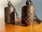 Set van 2 vintage hanglampen - Brutalisme, Huis en Inrichting, Gebruikt, 50 tot 75 cm, Ophalen of Verzenden, Glas