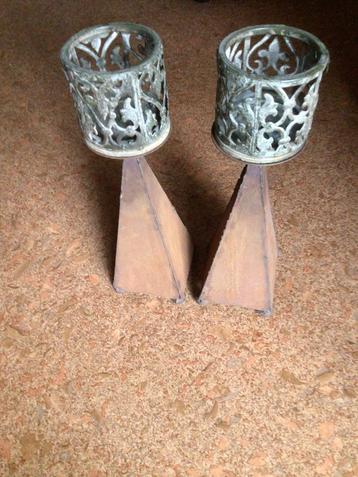 Set metalen kandelaars stoer sober metaal🌠 beschikbaar voor biedingen