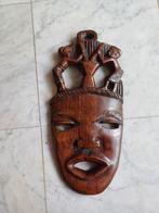 Groot houtgesneden masker handgemaakt 38 bij 20 cm groot, Ophalen of Verzenden