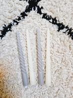 4 nieuwe gedraaide kaarsen grijs en wit/creme kleurig, Overige materialen, Nieuw, Ophalen of Verzenden, Grijs