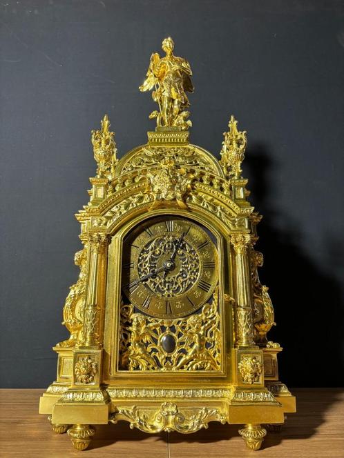 Antieke Zware Franse Regency Bronzen Pendule ca.1870 (46), Antiek en Kunst, Antiek | Klokken, Ophalen of Verzenden