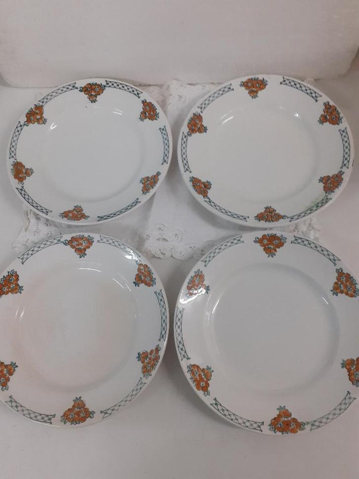 Moulin des Loups - France - 4 mooie ontbijtborden, Antiek en Kunst, Antiek | Servies los, Ophalen of Verzenden