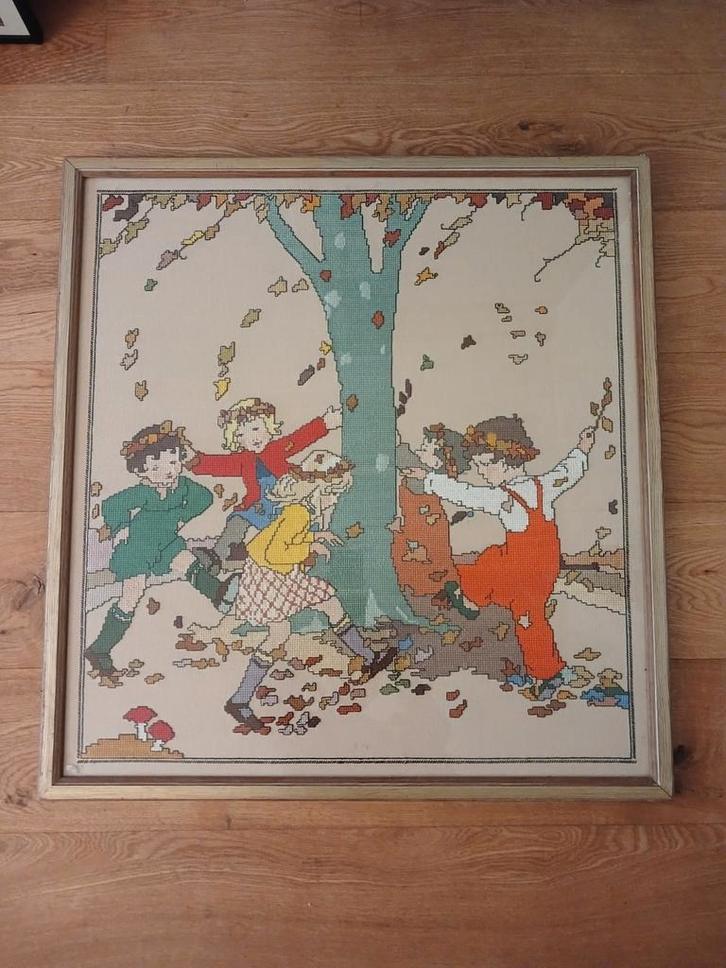 Rie Kramer Geborduurd Herfst Schilderij, Antiek en Kunst, Kunst | Etsen en Gravures, Ophalen of Verzenden