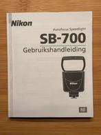Nikon SB-700 gebruiksaanwijzing nederlandstalig, Audio, Tv en Foto, Fotografie | Flitsers, Ophalen of Verzenden, Gebruikt, Nikon