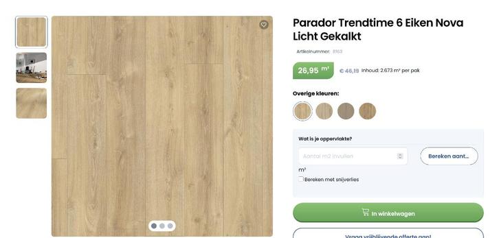 parador eiken nova licht gekalkt, Huis en Inrichting, Stoffering | Vloerbedekking, Nieuw, Parket, 10 tot 25 m², Ophalen of Verzenden