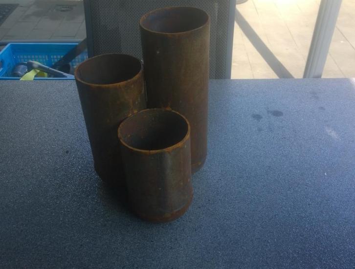 Metalen bloempotjes geroeste look, Tuin en Terras, Bloempotten, Nieuw, Metaal, Binnen, Balkon, Tuin, Minder dan 40 cm, Minder dan 25 cm