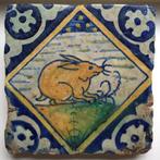 Zeldzame 17e eeuwse kwadraattegel met muis, Antiek en Kunst, Verzenden