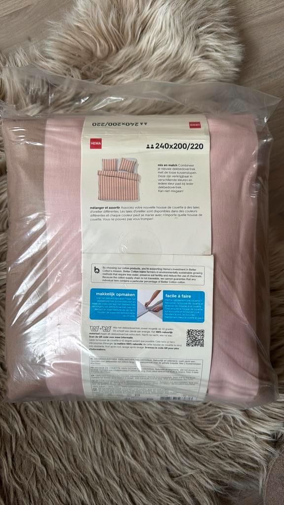 Nieuw dekbedovertrek 240x200/220 zalmroze/zand kleur katoen, Huis en Inrichting, Slaapkamer | Beddengoed, Nieuw, Dekbedovertrek