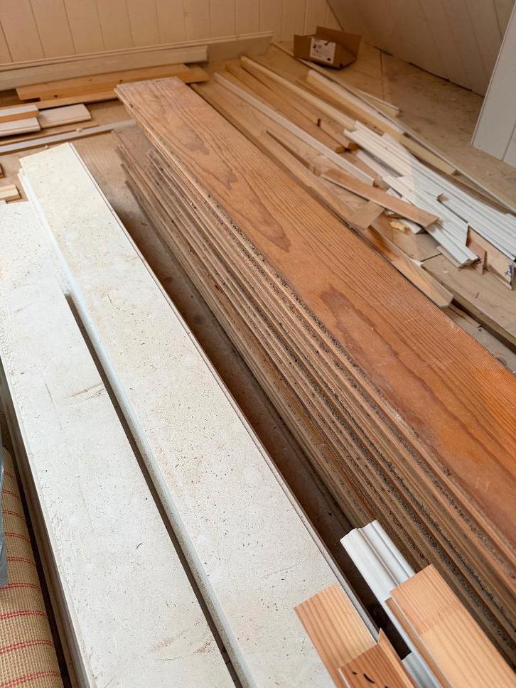 Houten vloer planken • Grenen • 9 m2, Doe-het-zelf en Verbouw, Vloerdelen en Plavuizen, Gebruikt, Vloerdelen of -planken, Hout