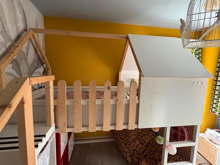 Kinderbed half hoogslaper, Kinderen en Baby's, Kinderkamer | Stapelbedden en Hoogslapers, Gebruikt, Halfhoogslaper, Ophalen