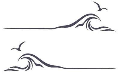 Camper caravan sticker set golven met vogels, Caravans en Kamperen, Camper-accessoires, Nieuw, Ophalen of Verzenden