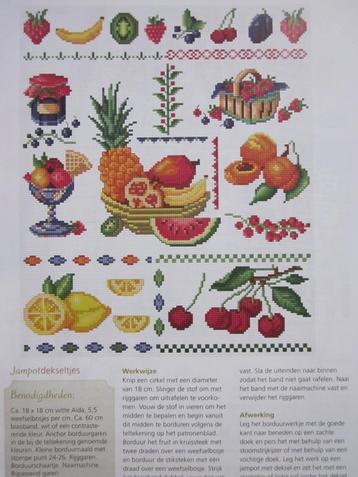 Borduur telpatroon merklap met heerlijk  zomers fruit. beschikbaar voor biedingen