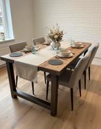 Massieve Acaciahouten Eettafel, Ophalen, 50 tot 100 cm, Vijf personen of meer, Rechthoekig