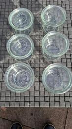 6 wekpotten (wekflessen) met deksel van het merk Weck, Ophalen, Zo goed als nieuw, Glas, Pot, Bus of Blik