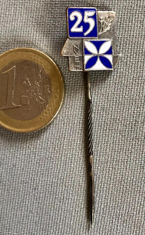 Speldje Jubileum 25 Jaar NV PTT, Alpaca, Geëmailleerd, Verzamelen, Speldjes, Pins en Buttons, Gebruikt, Speldje of Pin, Overige onderwerpen