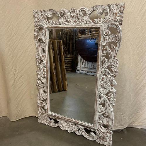 Barok spiegel – houten lijst wit - 100 x 70 cm - TTM Wonen, Antiek en Kunst, Antiek | Spiegels, 50 tot 100 cm, 100 tot 150 cm