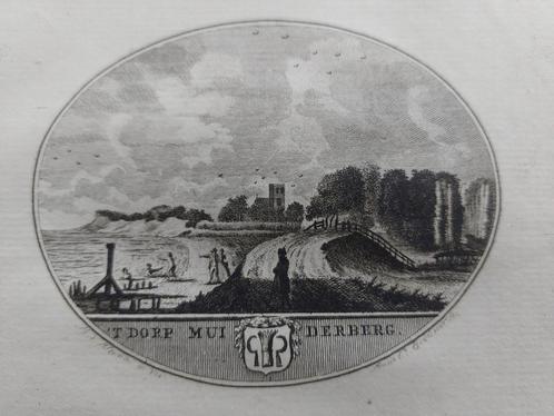 63 / Muiderberg - Gravure uit 1793 door Oleffen & Bakker, Antiek en Kunst, Kunst | Etsen en Gravures, Ophalen of Verzenden
