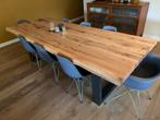 Eiken boomstamtafel 260x95, Ophalen, Eikenhout, 200 cm of meer, 50 tot 100 cm