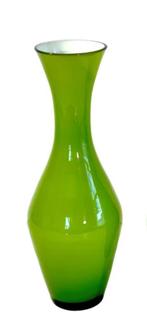 Elme Glasbruk, Zweden - Limoengroene glazen vaas, Huis en Inrichting, Ophalen, Overige kleuren, Minder dan 50 cm, Glas