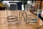 2 theeglazen met aluminium greep , Pastelkleur, Vintage 11cm, Ophalen of Verzenden