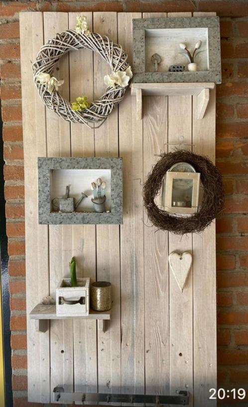 houten wandbord / muurbord whitewash, Huis en Inrichting, Woonaccessoires | Wanddecoraties, Gebruikt, Ophalen