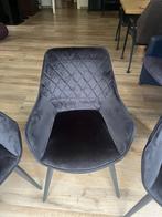 4 eettafelstoelen zwart velvet met armleuningen., Huis en Inrichting, Stoelen, Ophalen, Zwart, Zo goed als nieuw, Vier