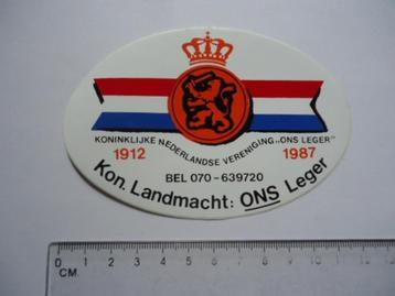 sticker 1987 ONS LEGER KL Landmacht defensie dienstplicht beschikbaar voor biedingen