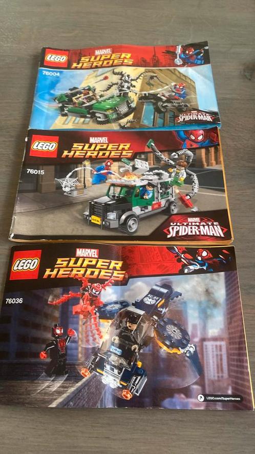 Lego 3sets  voertuigen SpiderMan 76004/15/36, 1koop € 32, Kinderen en Baby's, Speelgoed | Duplo en Lego, Gebruikt, Ophalen of Verzenden