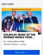 2x Coldplay tickets 12 september ruilen voor 6 september, Tickets en Kaartjes, Twee personen, September